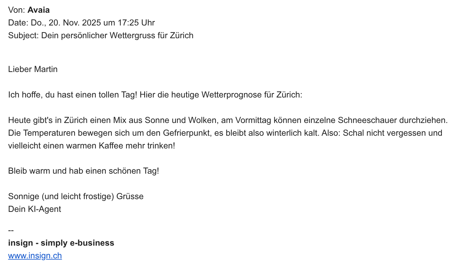 Beispiel-Mail von meinem Agent